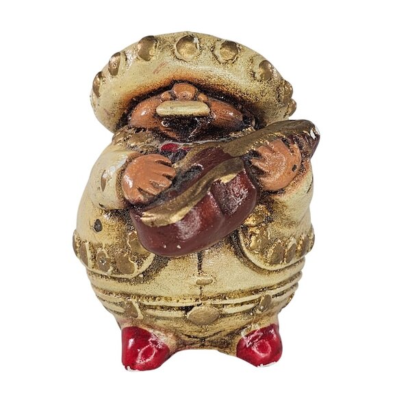 Mexican Chunky Mariachi Band Figurine Chalkware *Chips* - Picture 1 of 9